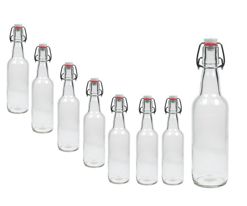 Leere glasflaschen mit - 10,